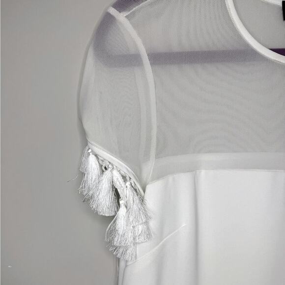 Lulus White Shift Dress with Fringe Size Small Ivory - Picture 3 of 7